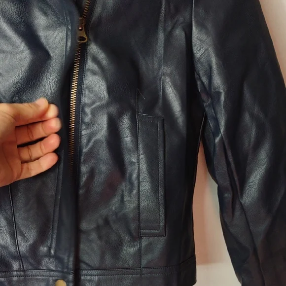 Lulu's Midnight Blue Leather Jacket Size Small - Picture 4 of 8